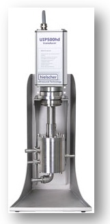 (Click for larger view!) The Sonication Device UIP500 is often used for feasibility testing of ultrasonic processes at a stand either in combination with a flow cell or for beaker sonication